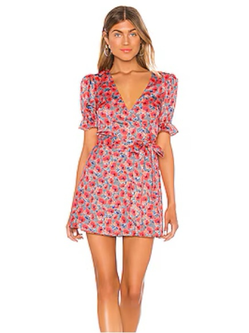 House of Harlow 1960 X Revolve Aja Mini Dress in Red Poppy Floral Size Large